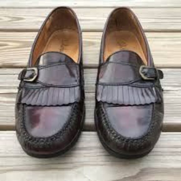 Cole Haan Men\'s 11.5 Kiltie Buckle Front Leather Loafers Burgundy Brown Classic main image 15